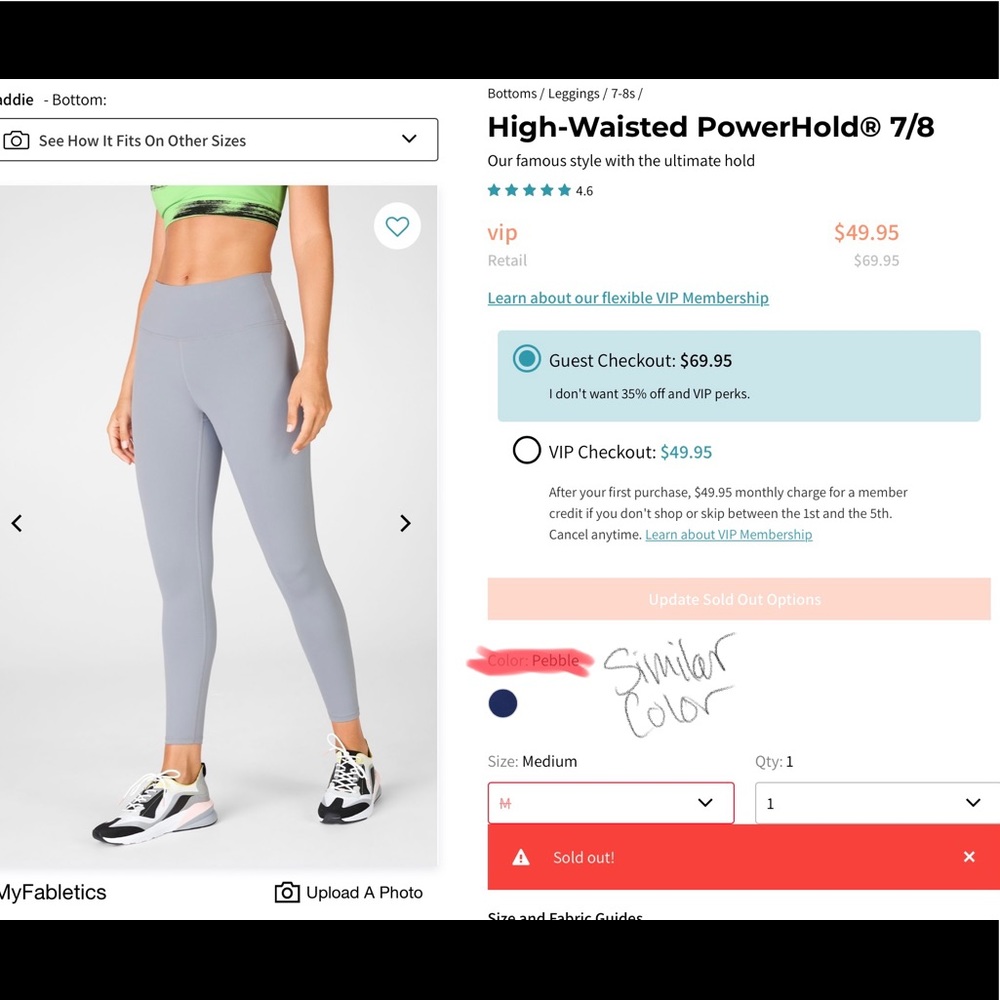 Fabletics high waisted power hold 7/8 - Charcoal